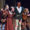 A picture of four actors in medieval garb from Romeo and Juliet.